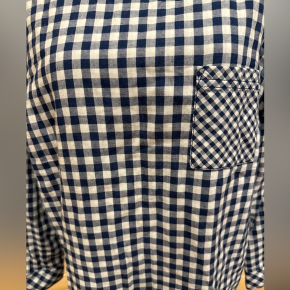 J.Jill Cotton Gingham Check Print Boxy Back Button Detail Blouse Blue White LP - Picture 3 of 8